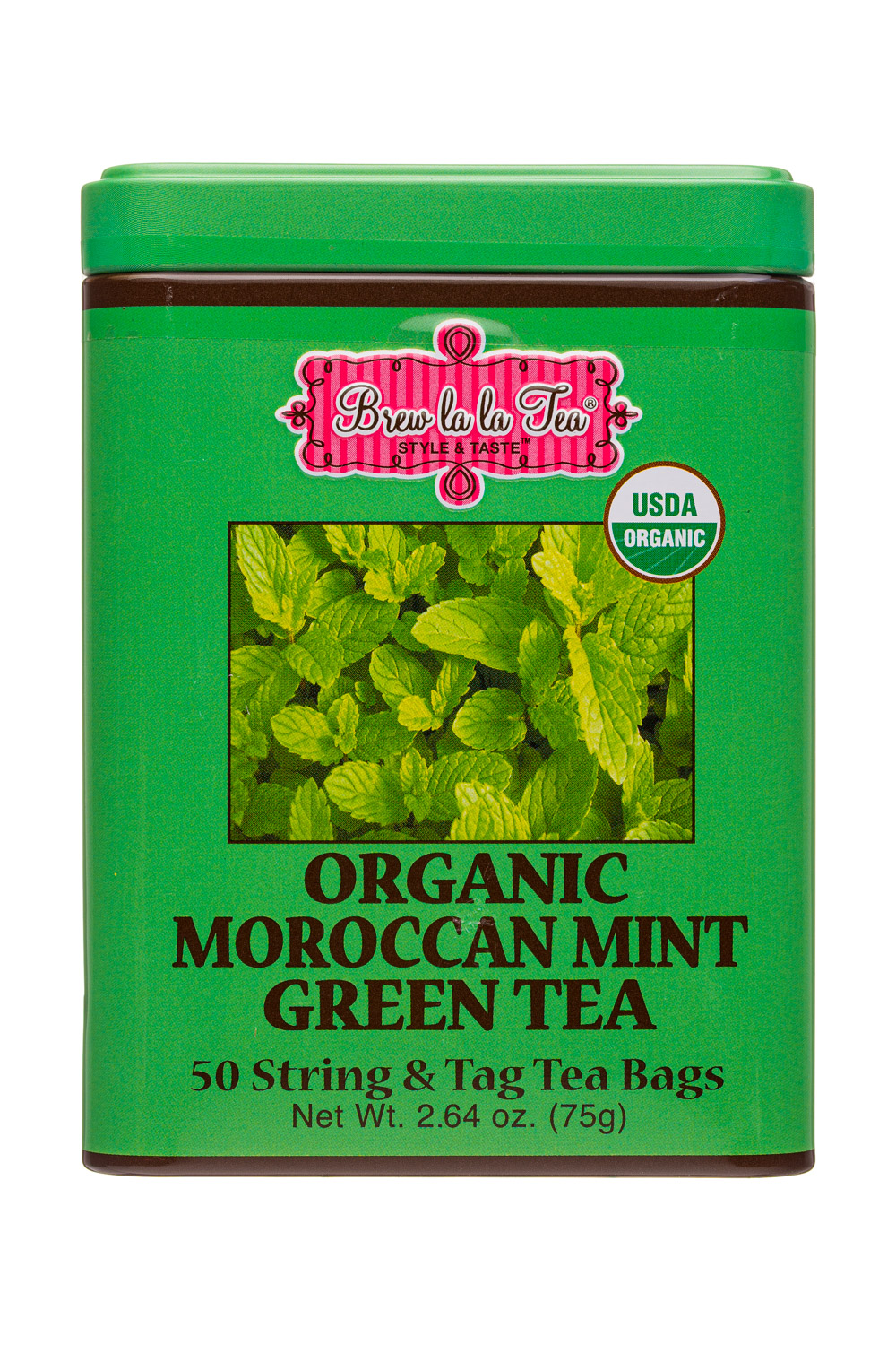 1 Pack) Brew La La Organic Green Tea - Moroccan Mint Flavor - 50 Double  Chambered Tea Bags 