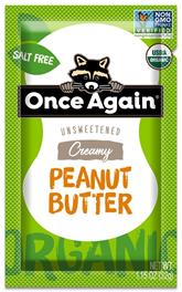 Organic Creamy Peanut Butter (salt free) squeeze pack 
