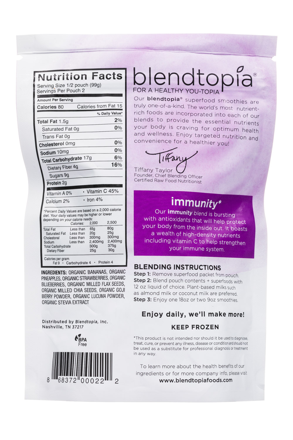 Blendtopia Immunity Superfood Smoothie Kit