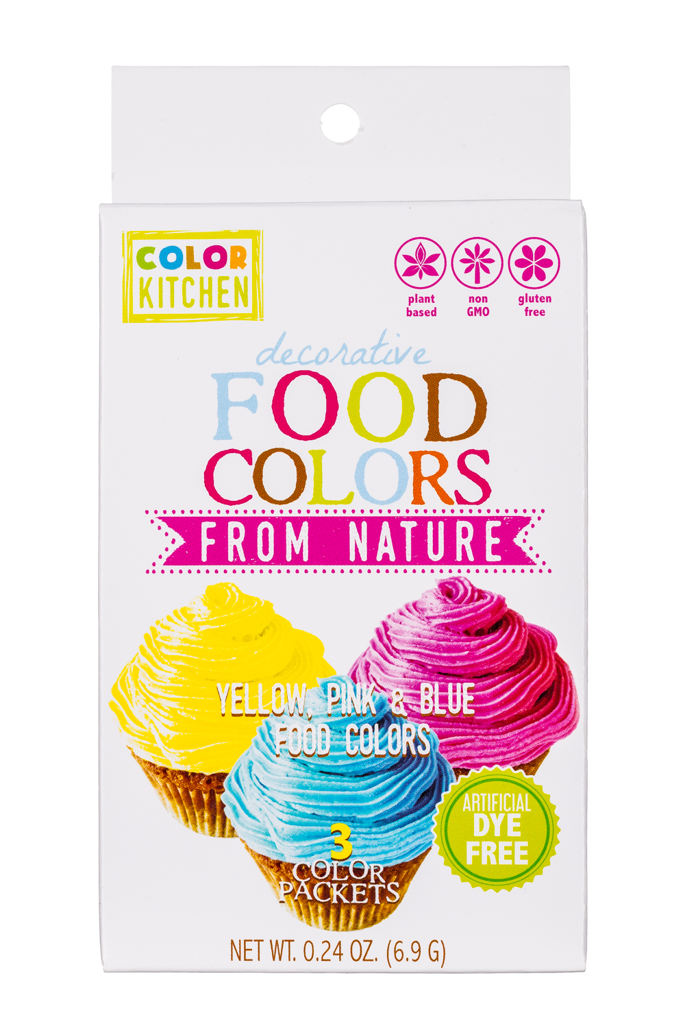 Decorative Food Colors- Yellow,Pink, & Blue