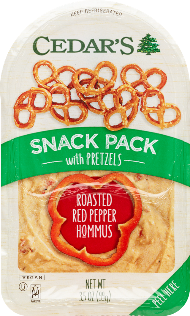 Snack Pack with Roasted Red Pepper Hommus Pretzels 3 oz