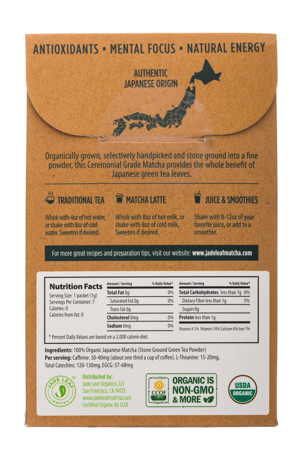 Jade Leaf Organic Matcha Green Tea Powder - Authentic Japanese Origin -  Premium