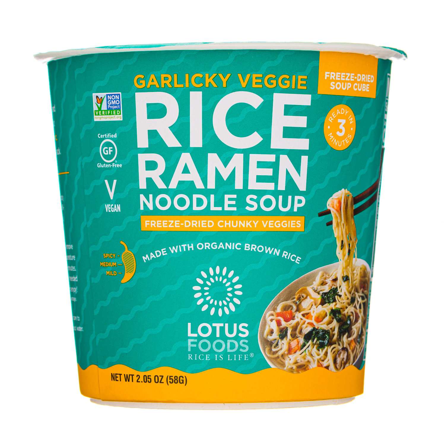 Lotus Foods Garlicky Veggie Rice Ramen Noodle Soup Cup With Freeze-Dried Chunky Veggies