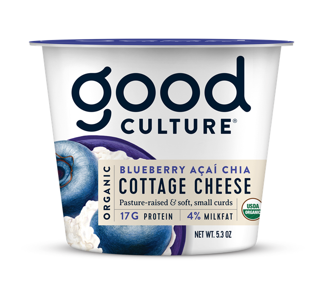 organic 4% blueberry acai cottage cheese, 5.3oz