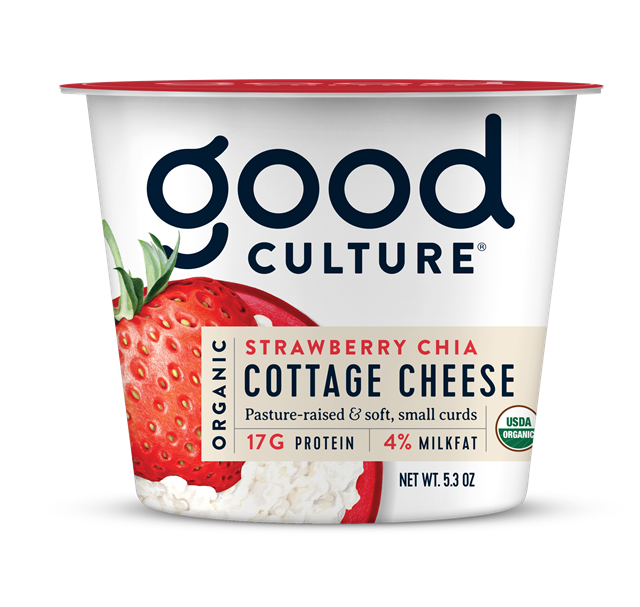 organic 4% strawberry chia cottage cheese, 5.3oz
