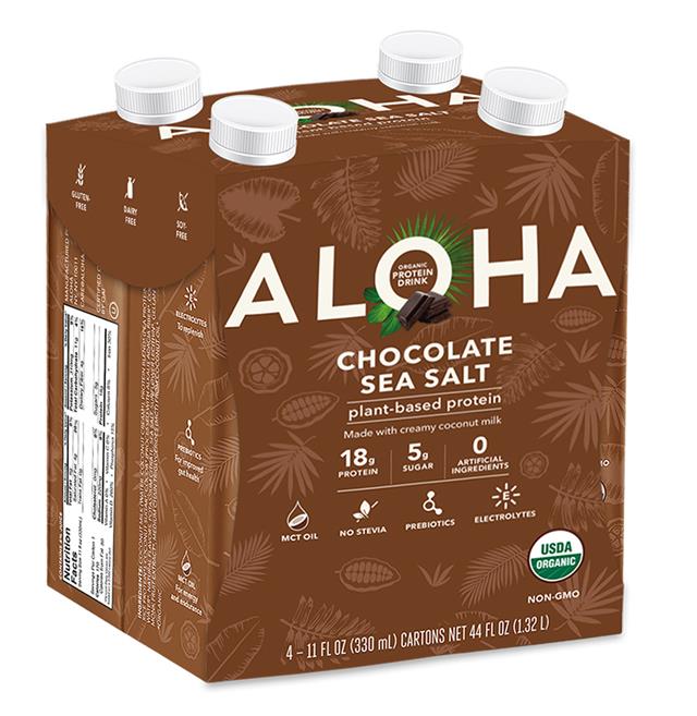 ALOHA Organic Plant Based Protein Shake with MCT Oil - Chocolate Sea Salt